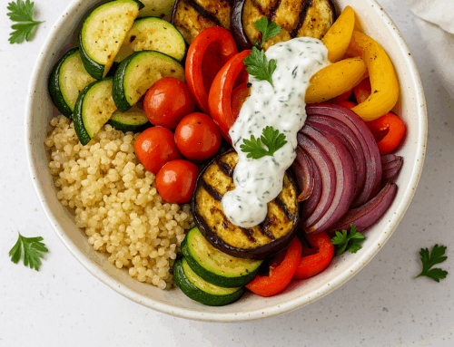 Grilled Summer Veggie Bowl with Herbed Yogurt Sauce